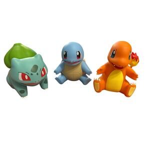 Set 3 8" Jazwares Pokemon Vinyl Figures Kanto Bulbasaur Squirtle Charmander Toys